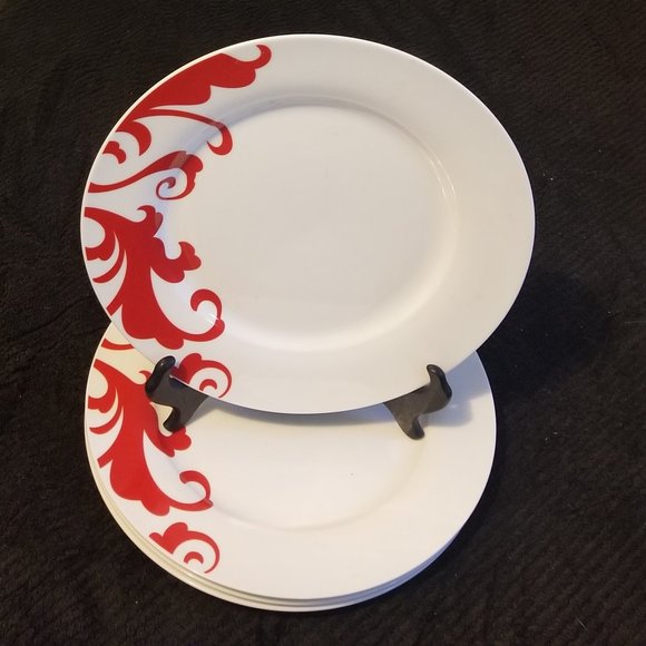 Ciroa Other - 4 Ciroa Red Scroll Porcelain China Dinner Plates